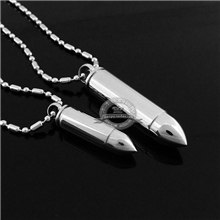 个性可拧开子弹项链钛钢情侣吊坠麻辣女兵银色光面子弹头