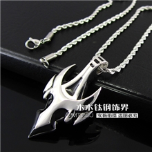 欧美朋克时尚王者之风滴胶牛角男士钛钢项链吊坠不退色