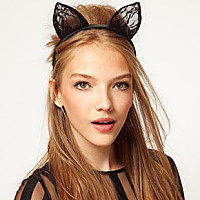 party好看婚纱写真摄影猫耳朵酒吧蕾丝花边耳朵颜色可定做