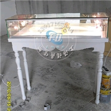 欧式白色圆脚烤漆货架珠宝首饰柜玻璃柜饰品柜台玉器展台