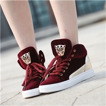 2013年春款韩版休闲金丝绒面豹子头内增高高帮鞋系带帆布女单鞋子