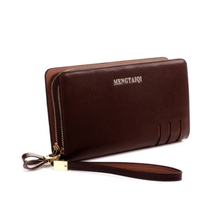 正品头层牛皮手拿包真皮男士商务手包钱包长款手抓包双拉钱包男包