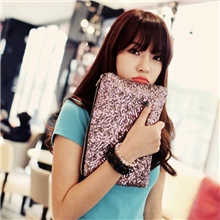 厂家制定时尚欧美风豹纹百搭手拿包亮片包手抓女包零钱包逛街包