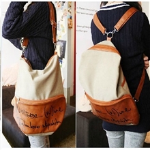 伊乔恩韩版帆布包女式包字母单肩手提斜挎包双肩学生书包