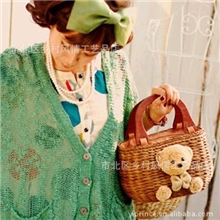 豆豆熊/乡村风情/植物手工艺制品/欧美日韩原单草编包
