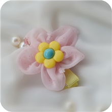 儿童头饰儿童发饰韩版宝宝发绳雪仿碎花五瓣发夹粉色MT13