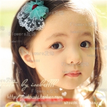 【全网独家】506韩国儿童发饰头饰发夹发卡批发柔美雪纱平夹1个