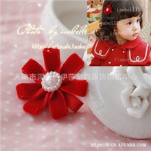 504韩国韩版儿童头饰发饰品发夹大红花朵全包发夹1个