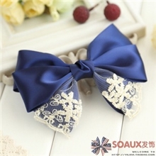 韩版手工发饰顶夹一点低调依旧奢华蕾丝蝴蝶结发夹1173