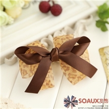 豹纹雪纺绢纱缎带手工蝴蝶结发夹发饰韩版布艺1383