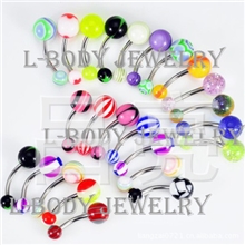 大量供应-1.6mm5/8mmUV球不锈钢肚脐环混色