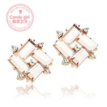 专业供应饰品批发定制【E7078】方形水晶韩版耳钉欢迎来电咨询