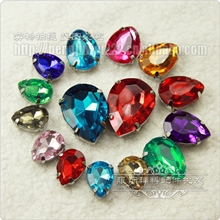 水滴手缝彩色台湾压克力十字爪钻DIY饰品配件