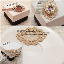 DIY饰品配件手工发饰材料蕾丝片椭圆金丝花片