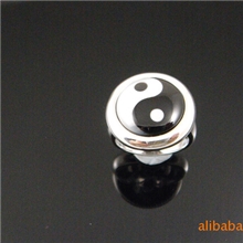 925纯银镀白金镶宝石太极戒指、耳钉、吊坠