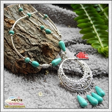 瑞康中国风西藏民族饰品厂家批发藏银绿松石项链【XLSSA005】