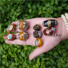 金刚菩提镶银西藏拉萨藏饰尼泊尔散珠DIY配珠念珠佛珠配件