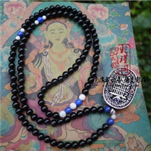 黑玛瑙天然青金石白砗磲108颗念珠手持珠男女款手链佛牌链项链