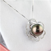 【墨梅】大溪地黑珍珠吊坠10-11mm海水珠精圆无暇极品强光