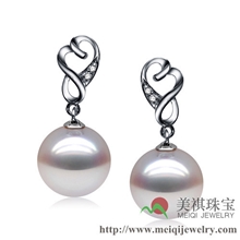 美祺韩版百搭睡美人滴水形珍珠耳环100%纯正天然珍珠