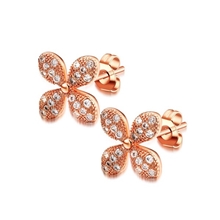 四叶草耳钉玫瑰金饰品低价爆款式情人礼物品质保证