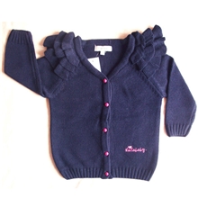 秋冬现货儿童毛衣开衫童装毛衣批发木耳边外贸女童针织衫