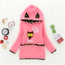 2013秋日韩童装女童抓绒帽拉绒中长厚款大卫衣外套批发1234