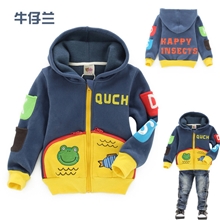 新款童装批发2013秋冬韩版男女童卡通儿童外套抓绒童帽衫1289