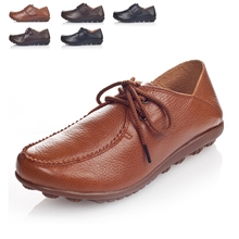 订单批发新款外贸原单大码休闲真皮女式平底女鞋单鞋妈妈鞋N06-6