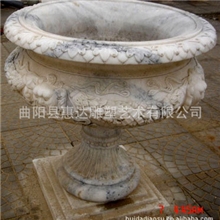 供应曲阳石雕花盆，汉白玉花盆，莲花瓣花盆等石雕雕刻hp01