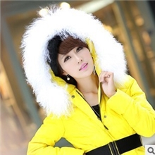 爆2013新款韩版修身女中长款滩羊毛大毛领正品羽绒服厂家直供