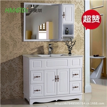 华美蒂卫浴洁具欧式仿古卫浴橡木实木PVC洗脸盆浴室柜厂家8222