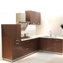 皮阿诺(爱奇屋)整体橱柜定做金色阳光现代简约烤漆整体厨房厨柜