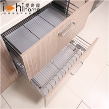 皮阿诺(爱奇屋)橱柜拉篮碗碟拉篮调味篮不锈钢接水盘阻尼轨道