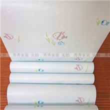 PVC自粘墙纸客厅卧室装修壁纸儿童卡通墙纸蓝色小鱼一件代发