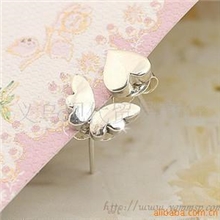 小额批发供应韩版饰品可爱の蝴蝶与爱心不对称耳钉1179