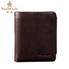 曼邦男士短款钱包多功能三折拉链钱夹头层牛皮皮夹真皮韩版票夹