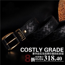 2013最具杀伤力的设计正品曼邦真皮编织皮带男士牛皮皮带腰带