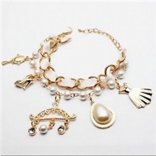 SL089名家饰品皮绳金属编织双层衣架衣服贝壳镜子镶钻珍珠手链