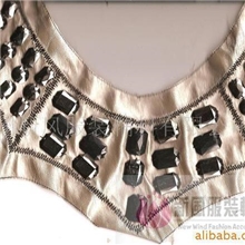 色丁布订压克力领花手工订珠衣领假领子衣领花编织泡珠假领