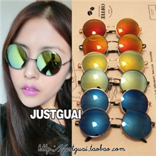 呛口小辣椒超复古太子镜反光小圆框墨镜男女彩色镜面太阳镜