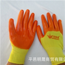 【清香型全挂黄沙红】13针尼龙浸胶pvc劳保手套防割耐磨批发厂家