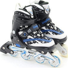 广东工厂批发儿童直排溜冰轮滑鞋尺码可调热卖款黑色