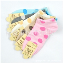 春秋款大圆点船袜，全棉船袜，时尚提花船袜，女士袜子