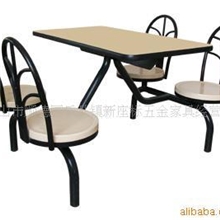 玻璃钢快餐桌厂家批发带转动佛山四连体餐桌椅平价批发