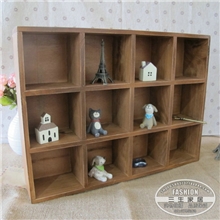 包邮zakka杂货实木复古十二格收纳盒12格展示柜子可悬挂原木