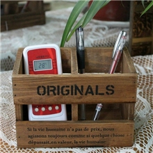 ZAKKA原木实木/做旧/手机遥控器二格收纳盒笔筒桌面杂物收纳