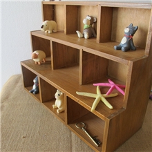 zakka可悬挂九格梯形收纳柜做旧复古实木9格桌面收纳盒