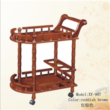 爱尚妮家具供应红木色爱尚妮实木餐车907实木框架酒水车
