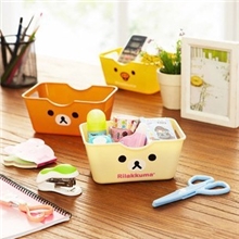 韩版卡通可爱轻松熊塑料盒方形桌面收纳盒杂物篮创意收纳盒